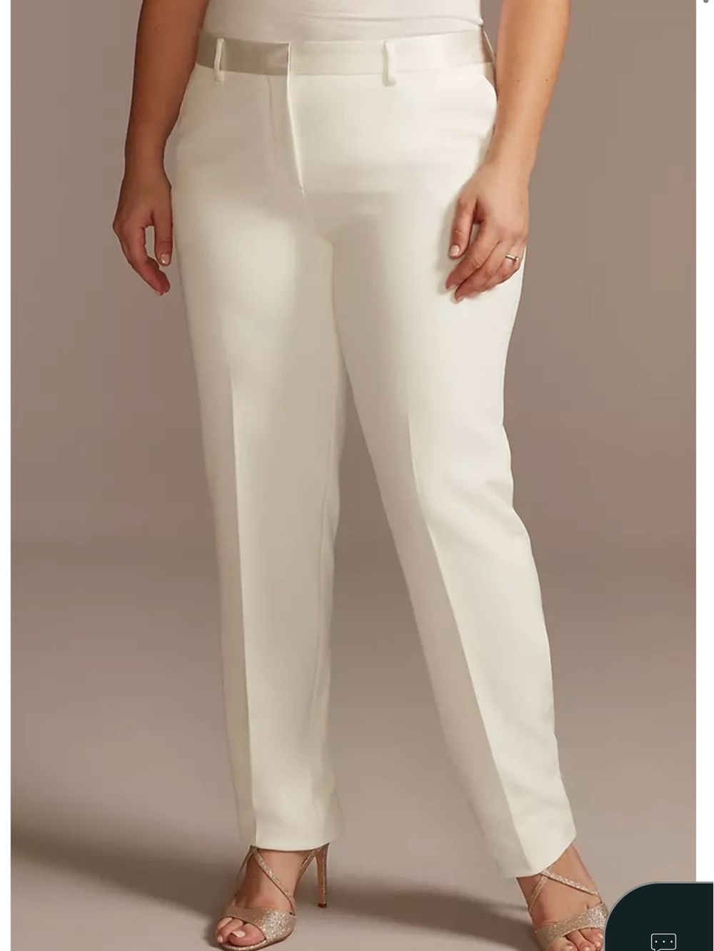 David's Bridal White Cropped Dress Pants